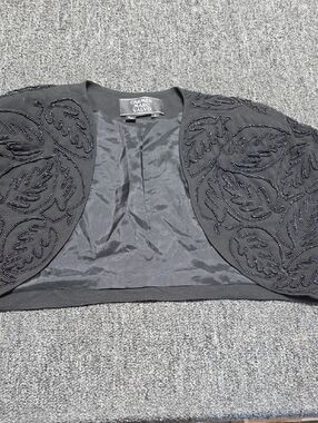 Carmen Marc Valvo Black Beaded Bolero Shrug Size 8